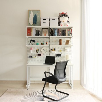 五金少女網紅同款洞洞板書架學習收納一體書桌置物架DIY組合書櫃