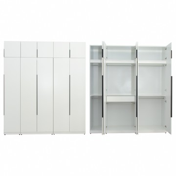 MIT雪白木質組合式三件組抽屜衣櫃/衣櫥/組合櫃/拉門衣櫃/側邊櫃(2