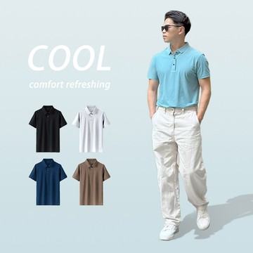 【高品質無痕涼感 隔日到】冰絲POLO衫 排汗 polo衫 polo衫 涼感衣 排汗衫 涼感衫 透氣舒適 冰絲涼感