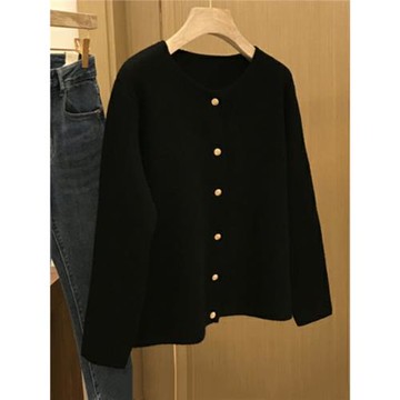 今年流行小香風外套女2025新款爆款春秋黑色羊絨毛衣外穿針織開衫