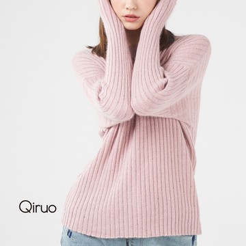 【Qiruo 奇若名品】專櫃粉色小羊毛上衣 精品時尚保暖(素面立領造型長袖-共三色-2012A-15)
