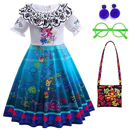  CCJRLM Encanto dress Mirabel dress encanto,Isabella encanto  costume for girls Cosplay Dress Up With Glasses Earrings : Toys & Games