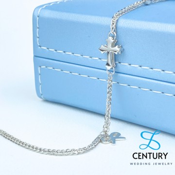 【世紀白金】Pt950鉑金手鍊 十字架蝴蝶結白金手鍊