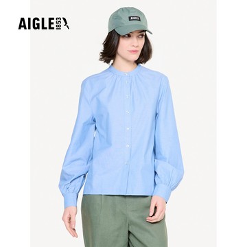【AIGLE】女 休閒長袖襯衫AG-FAV02A066 天空藍(女襯衫 長袖襯衫 休閒襯衫)