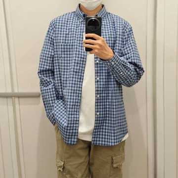 日單優質長絨棉格子襯衫長袖襯衣休閑純棉25新款476016/476014