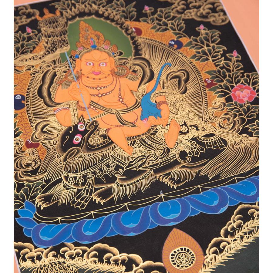 送料無料 タンカ マンダラ 曼荼羅 手描きのタンカ 〔一点物〕タンカ 49cm x 39cm 曼陀羅 仏画 インド 本 印刷物