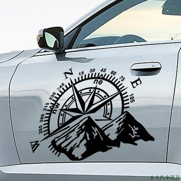 關注上新👨山脈引擎蓋車身貼 山脈羅盤導航 汽車貼紙 指南針 車門貼 抖音同款 汽車百貨 汽車潮牌 BZM3