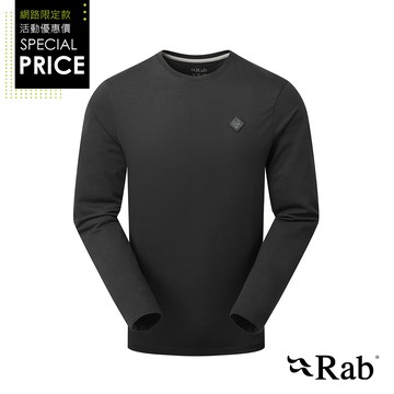 【RAB】Basecamp Logo Badge LS Tee 有機棉保暖耐用長袖上衣 鯨魚灰 男款 #QCC10