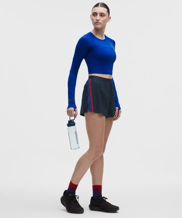 High-Rise Split Short 3" Stripe Size Medium