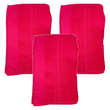 來福牌HS0550素色緞條毛巾33*81CM 柔軟吸水  桃紅色  3入