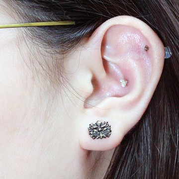 925純銀 無畏星芒劍獅耳環 e9702-6