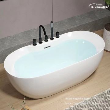 【限時免運】家用浴缸亞克力一體橢圓獨立式成人酒店民宿雙層保溫泡澡缸浴缸