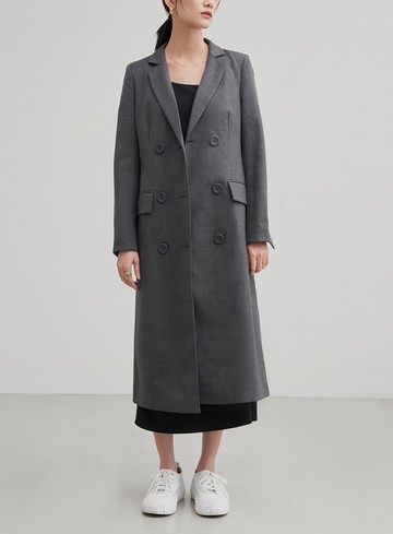 西裝領羊毛長版大衣