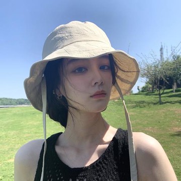 日系設計款走線漁夫帽女夏速干輕薄休閑顯臉小遮陽旅游防曬太陽帽