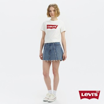 Levi s 女款拼接不收邊設計牛仔短裙