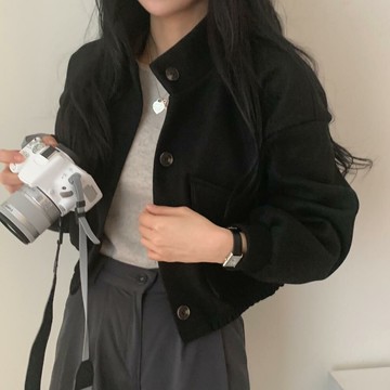 韓版復古法式寬鬆百搭短版外套【J301】