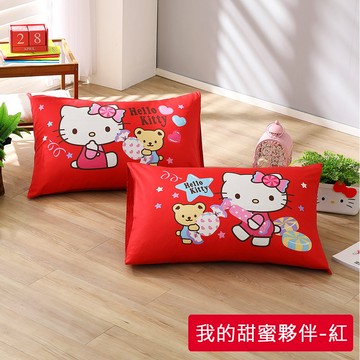鴻宇 HongYew - Hello Kitty 防螨枕套-甜蜜夥伴-紅色 (50x75 cm)-2入