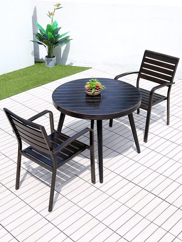 梵派陽臺小桌椅全鋁合金戶外庭院桌椅三件套組合鑄鋁防水休閑桌椅