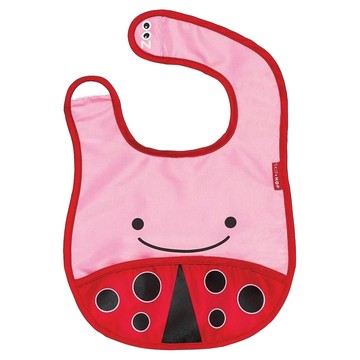 SKIP HOP 動物圍兜 可收納式 適合6個月以上寶寶  瓢蟲 粉色  1件