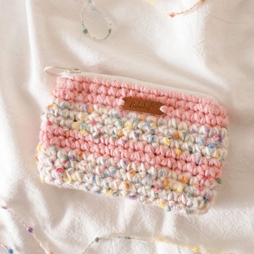 彩虹糖雙隔層錢包 零錢包-淺粉 Bahnhof手作