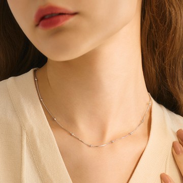 串連 純銀925圓珠蛇骨項頸鍊 (2色)