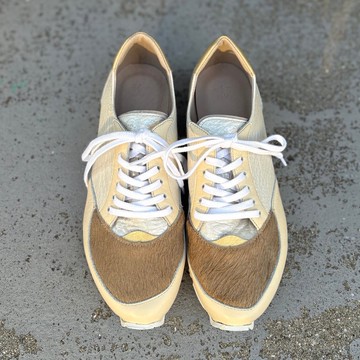 EMA 手工訂製運動鞋 真皮絨面米膚色×珍珠白 運動休閒風格