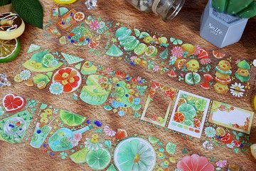 夏日檸萌(綠) PET 紙膠帶 晶透 10米卷 2米卷