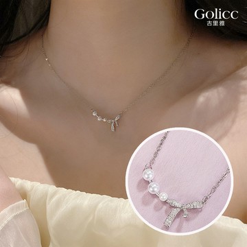 【Gulicc】項鍊 氣質 蝴蝶結 珍珠鎖骨鍊