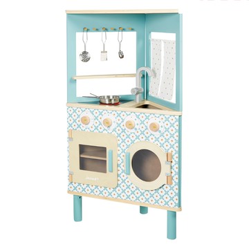 法國 Janod 妙廚師好料理 三向角落廚具 仿真廚房玩具 角色扮演遊戲 激發想像力 培養社交能力  1個  藍色  52.5 x 28 x 91cm