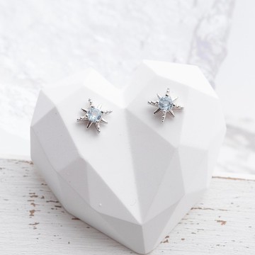 藍托帕石925純銀星芒耳環