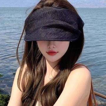 桃園出貨✨秋天新款網紗防曬帽女夏出遊度假泡泡髮箍遮陽空頂帽輕薄髮夾帽