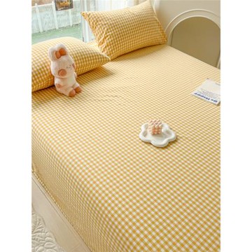 ins簡約格子純色水洗棉床單單件夏季雙人學生宿舍被單枕套三件套