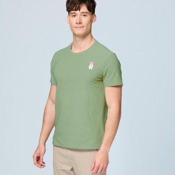 【WILDLAND荒野】男輕量交織吸排快乾機能印花T213茶綠