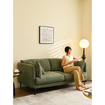北歐布藝復古綠色雙人位小戶型客廳臥室陽臺休閑區大三人直排沙發