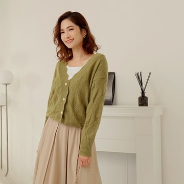 花邊領落肩開襟針織上衣/外套-OB嚴選