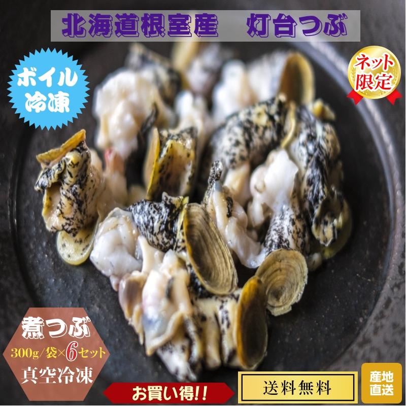 煮ツブ（灯台つぶ）真空冷凍300ｇ パック×6袋　産地直送　送料無料