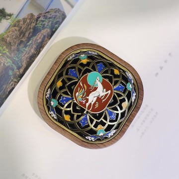 黑檀琺瑯彩手繪景泰藍香薰爐香篆盤香爐香插九色鹿香器茶道桌面