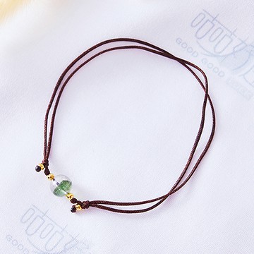 【咕咕好運GoodGoodLuck】歲月留金綠幽靈腳鍊  咖 (含開光)