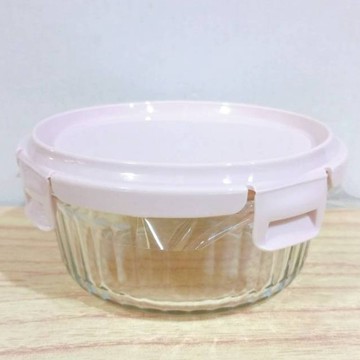 (10%蝦幣回饋/免運) Wavelock 啵啵盒耐熱玻璃保鮮盒圓形 620ml (粉色)