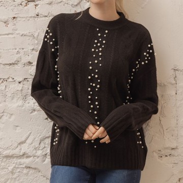 釘珠親柔舒適毛衣   黑