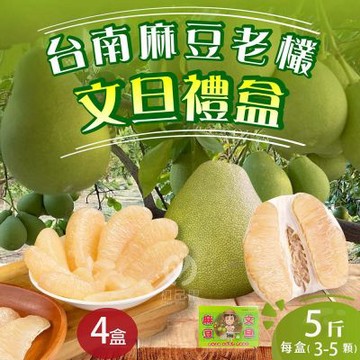 【初品果】台南麻豆老欉文旦禮盒5斤3-5顆x4盒(大果)