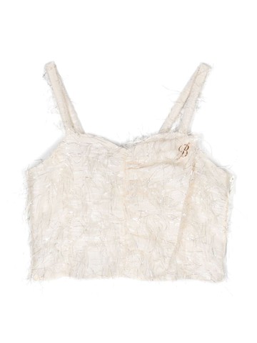 Miss Blumarine - feather-detail corset tank top - kids - Polyester/Metal/Viscose - 14 yrs - Neutrals