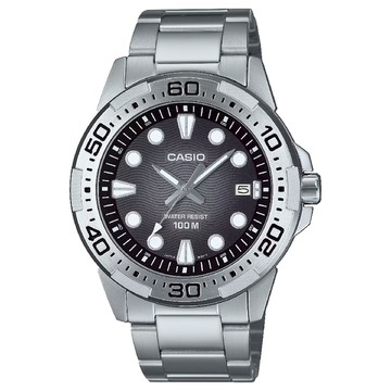 CASIO 卡西歐 MTD-140D-1AV 海浪面指針腕錶 不鏽鋼錶帶 黑 43.7mm