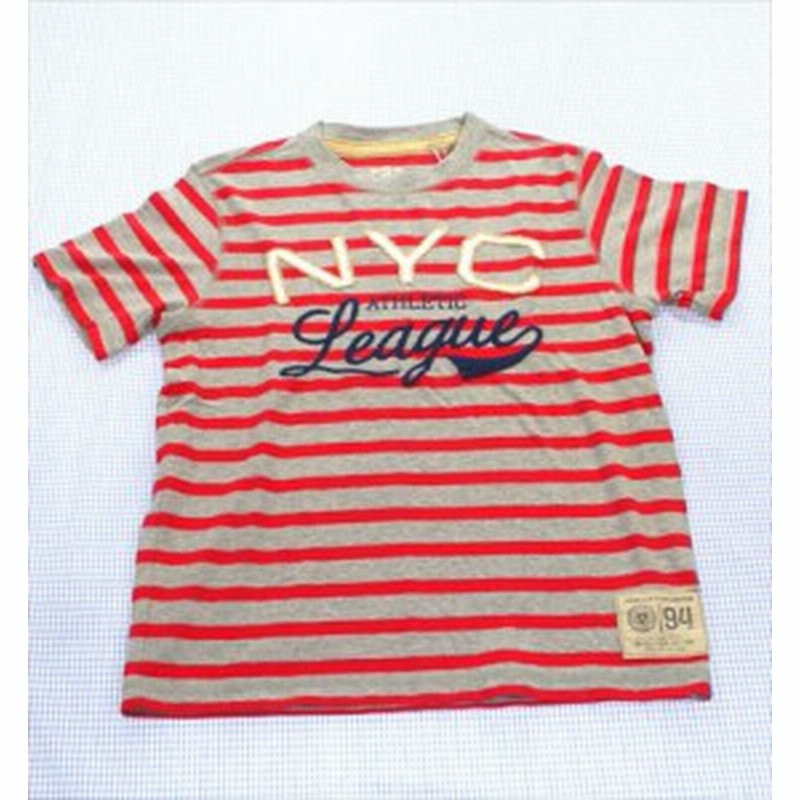 オールドネイビー Old Navy Tシャツ 半袖 1cm ボーダー グレー 赤系 男の子 女の子 子供服 キッズ 1e 通販 Lineポイント最大1 0 Get Lineショッピング