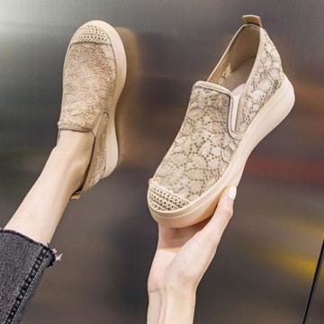 薄款漁夫鞋女內增高2025新品夏網紗鏤空樂福鞋小碼厚底休閑鞋透氣