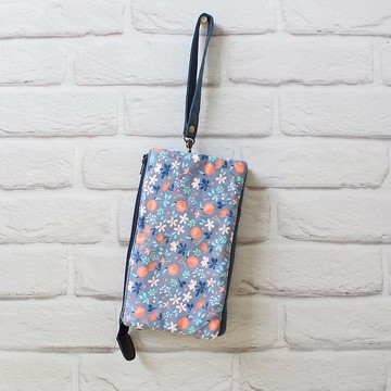 小花蘋果三層零錢包(長款 附手腕帶) / 收納袋 手機包