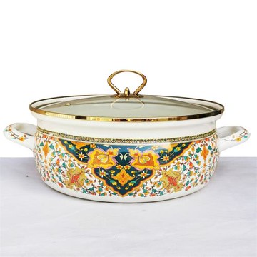 加厚琺瑯搪瓷平底海鮮鍋湯鍋燉鍋煮火鍋燜鍋防溢鍋電磁爐通用