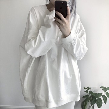 網紅白色純色t恤女ins超火潮學生韓版寬松百搭基礎款上衣服打底衫