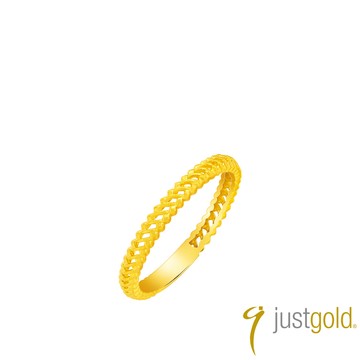 【Just Gold 鎮金店】良緣．竹韻-窄 黃金對戒
