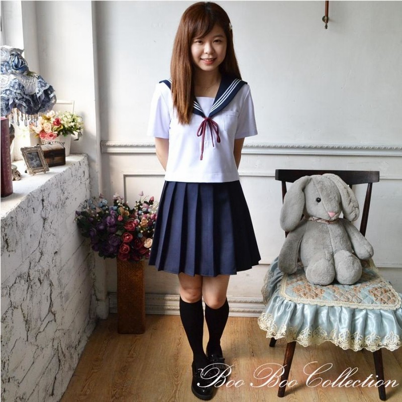 夏服　セーラー服　学生 セーラー服 半袖 夏用 女子 制服 白 グレー2本ライン 150cmA